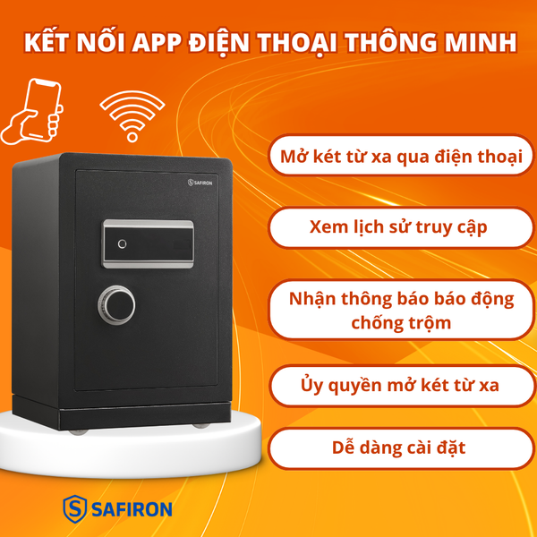 Két sắt Safiron 60LS khóa vân tay điện tử – thiết kế hiện đại, thân thép đúc liền khối Q345