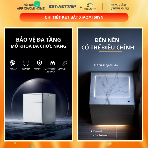 Két Sắt Tủ Đầu Giường Thông Minh Xiaomi CRMCR 50YN Kết Nối APP Xiaomi Home