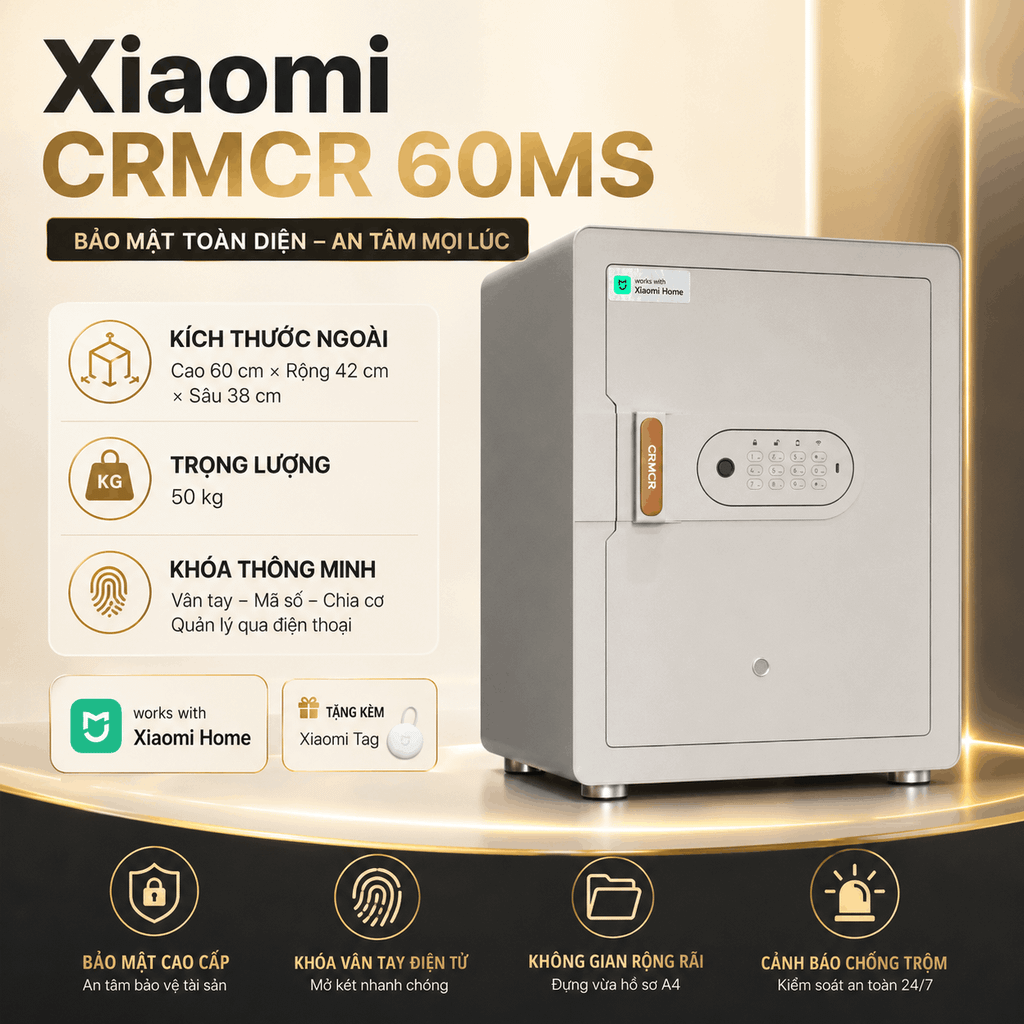 Két Sắt Xiaomi CRMCR 60MS Khóa Vân Tay Điện Tử, Cảnh báo điện thoại
