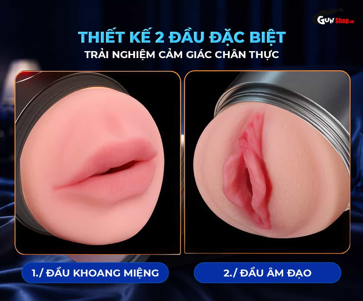 Jiuai Holy Grail Cup Black với 2 đầu mô phỏng miệng và âm đạo giả