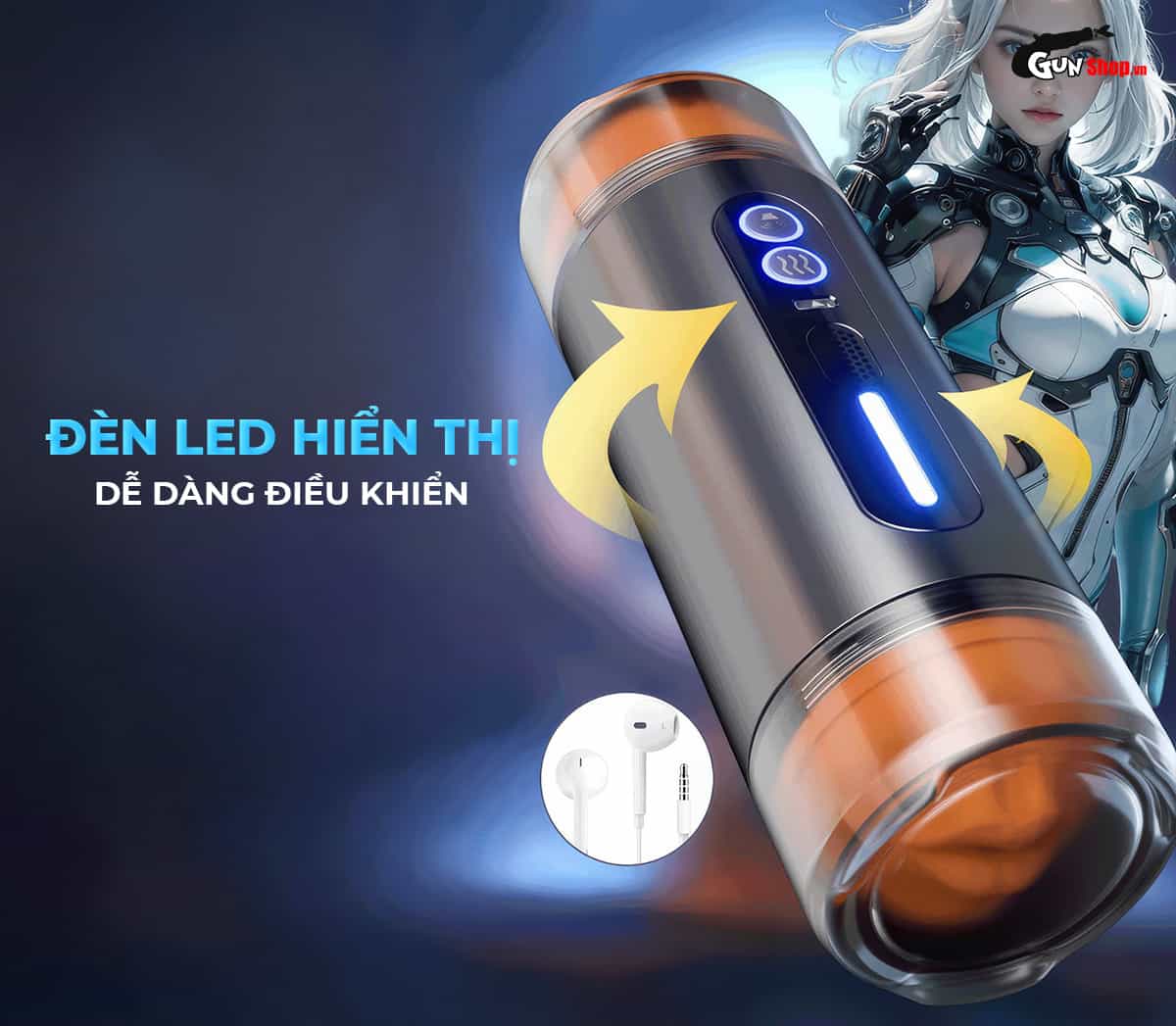 Jiuai Holy Grail Cup Black có đèn LED phát sáng, hiển thị rõ ràng
