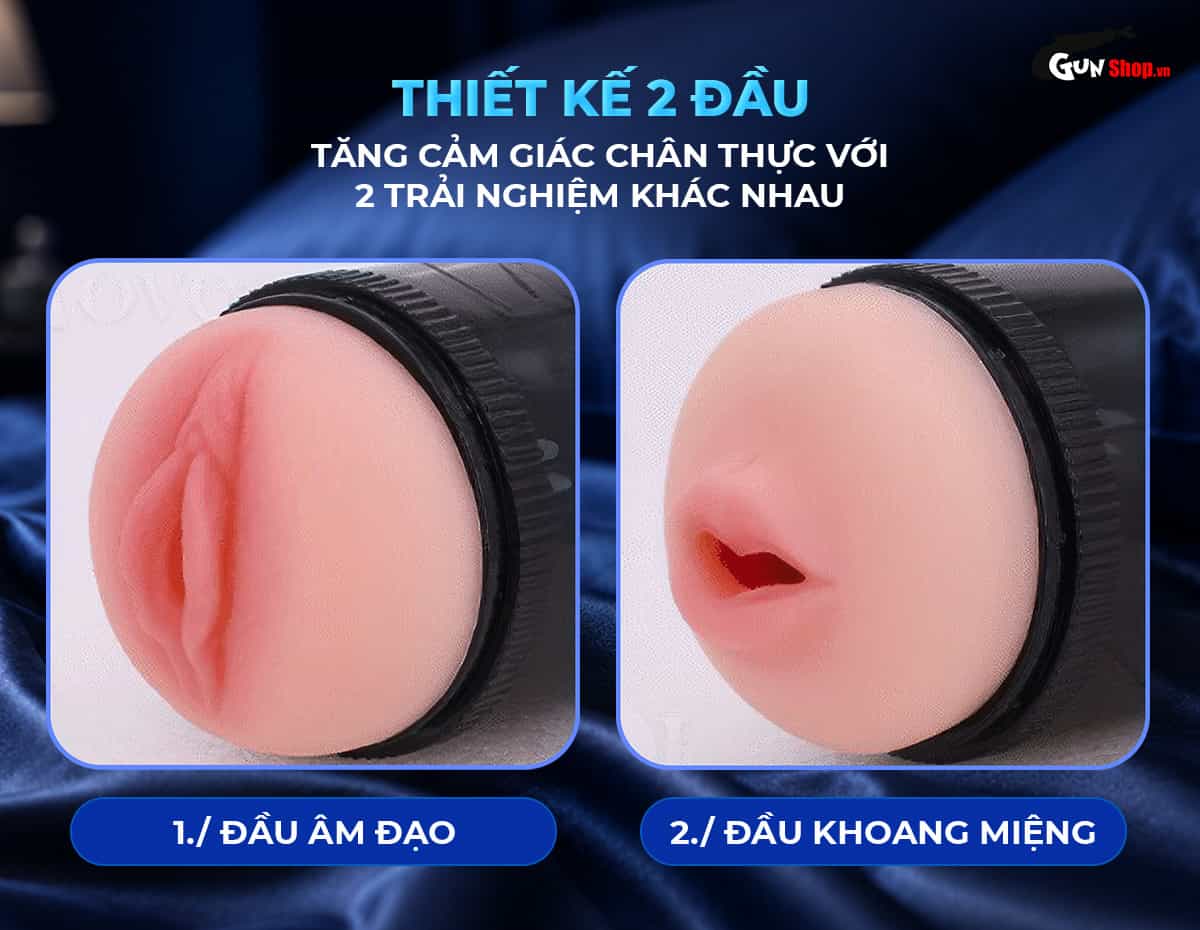 Âm đạo giả Jiuai Jiba Pro với thiết kế 2 đầu sử dụng là miệng và âm đạo