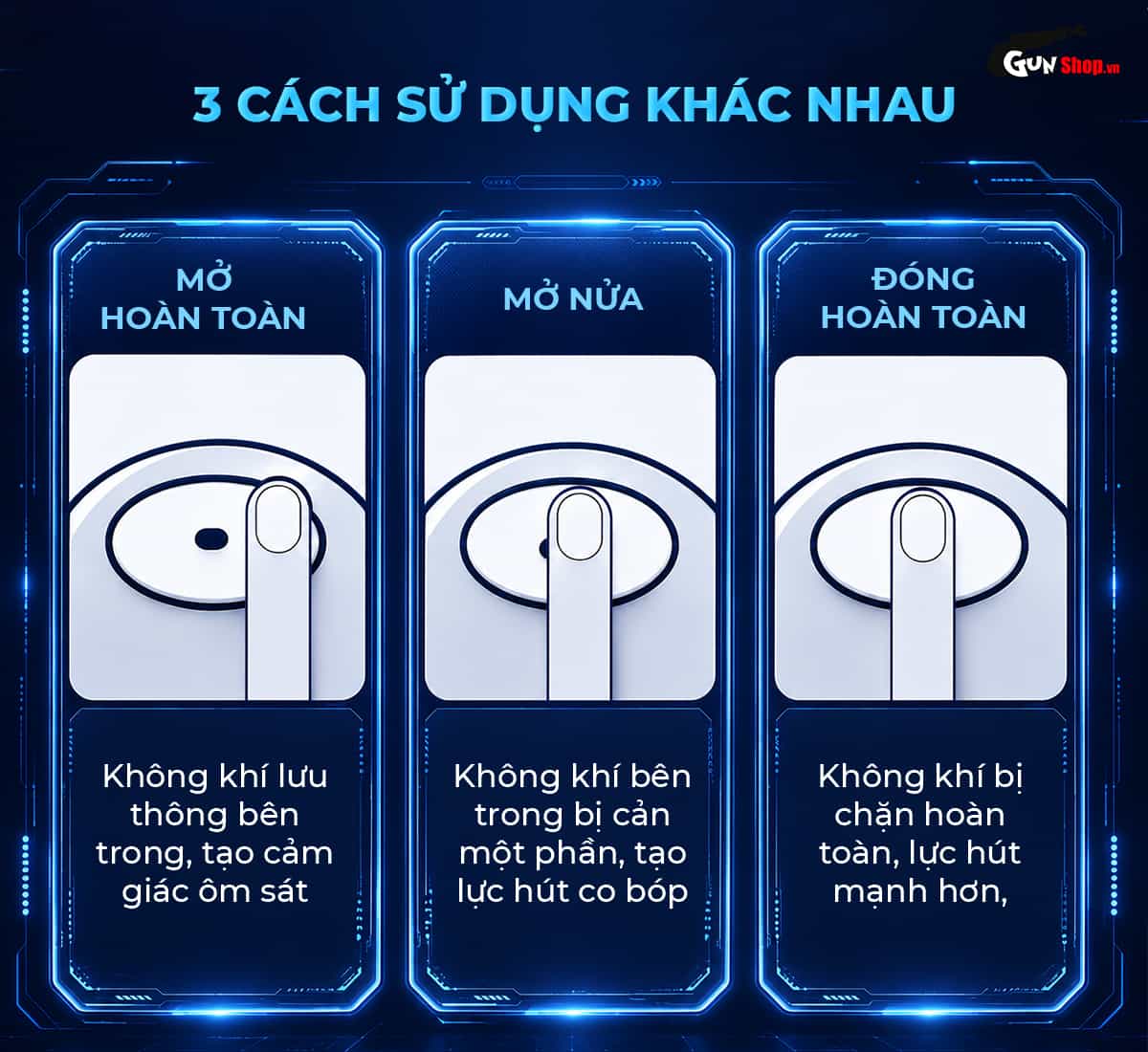 Có thể bịch hoặc mở van thoát khí Galaku Air Color Cosmic Black cho 3 cách sử dụng khác nhau
