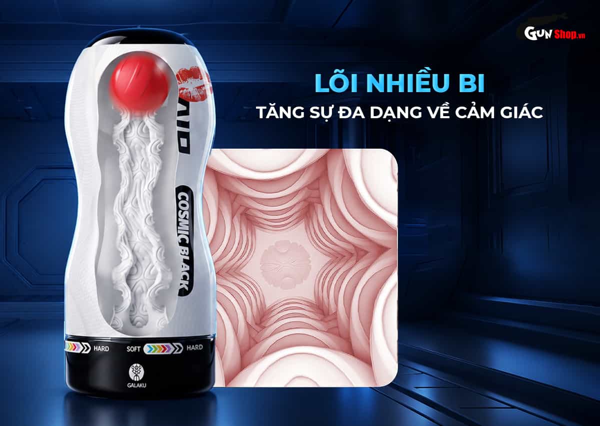 Galaku Air Color Cosmic Black với lõi nhiều bi silicone nổi kích thích
