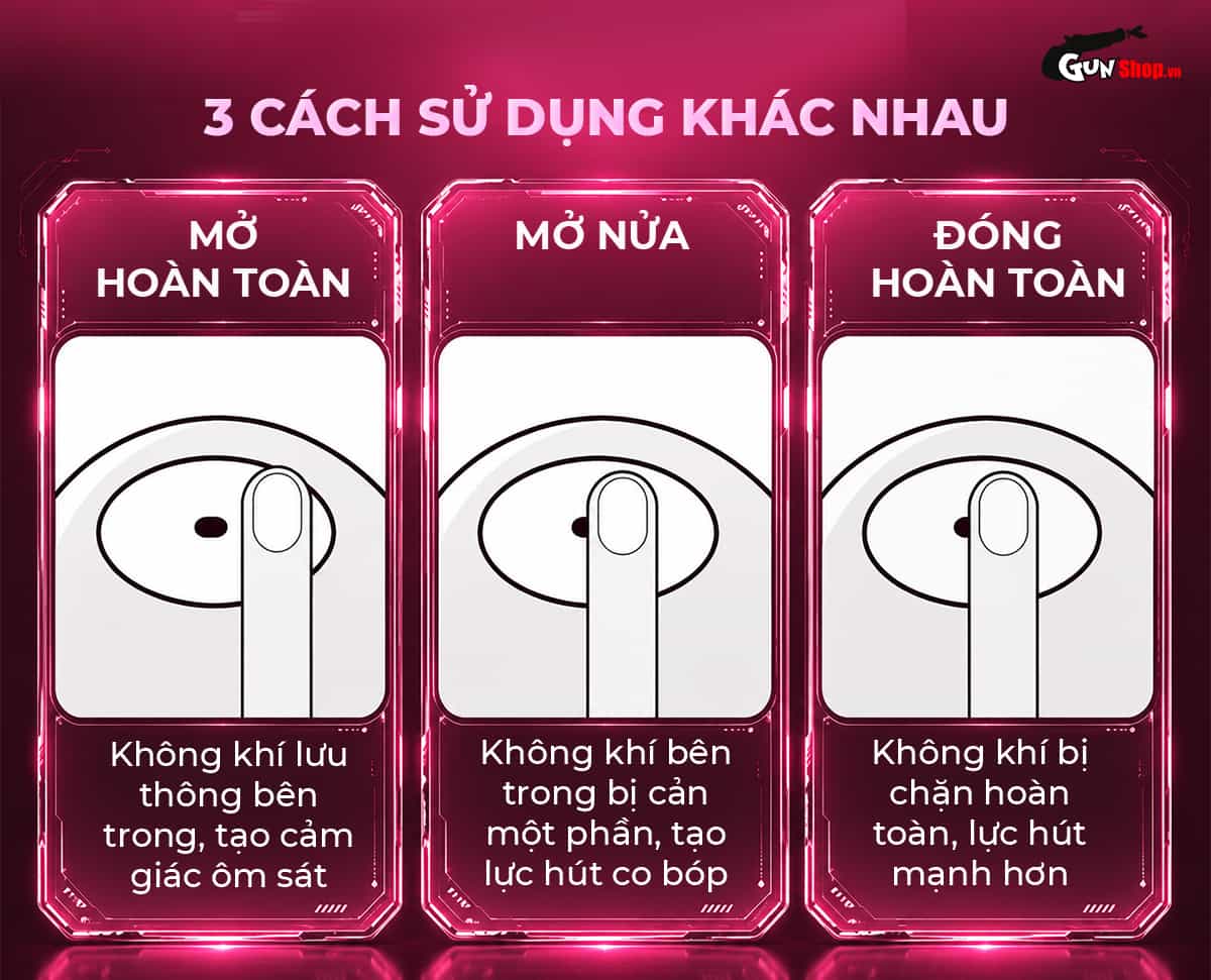 Có thể bịch hoặc mở van thoát khí Galaku Air Color Hibiscus Pink cho 3 cách sử dụng khác nhau