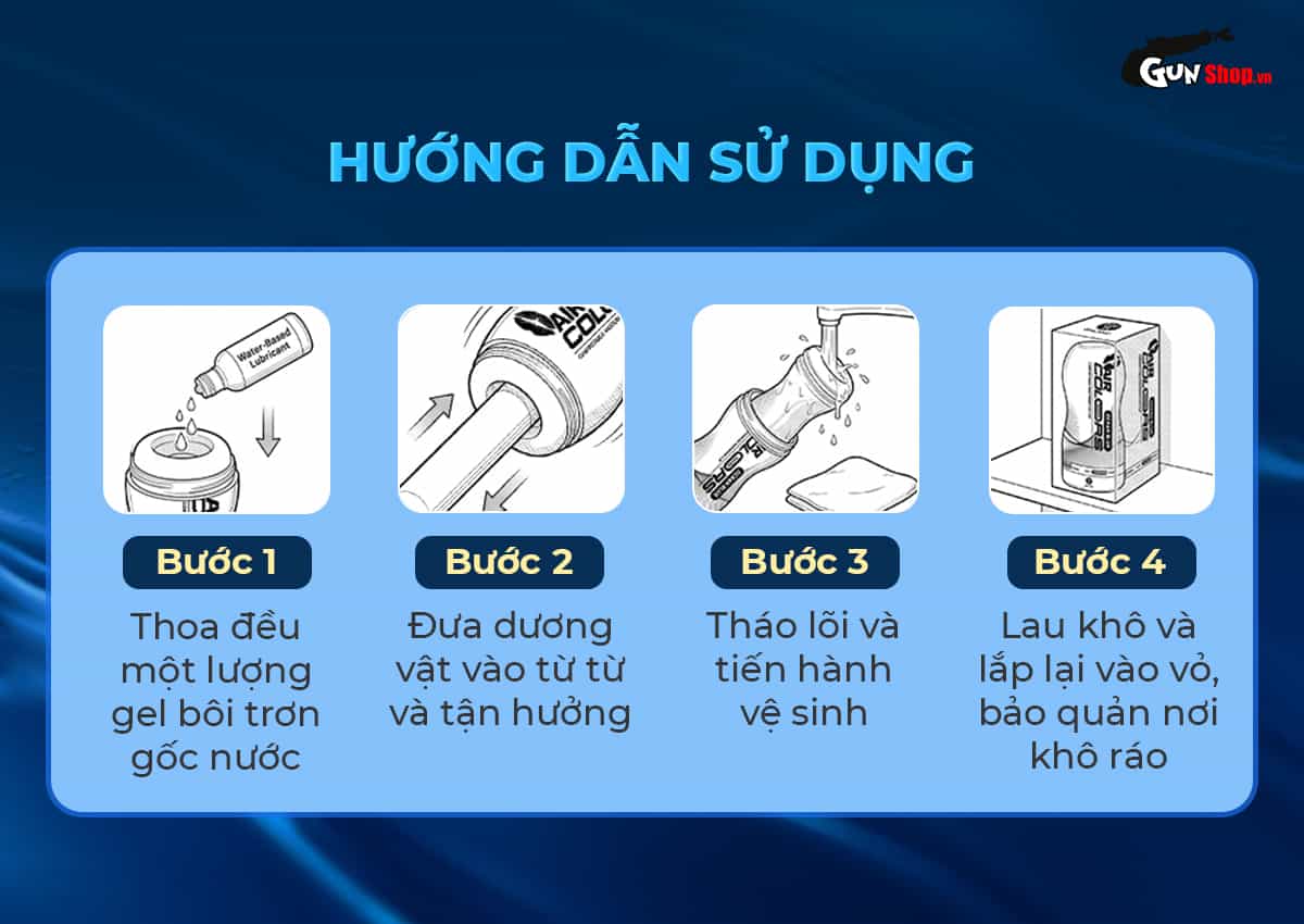 Hướng dẫn cách sử dụng âm đạo giả Galaku Air Color Ocran Ocean Blue đúng cách