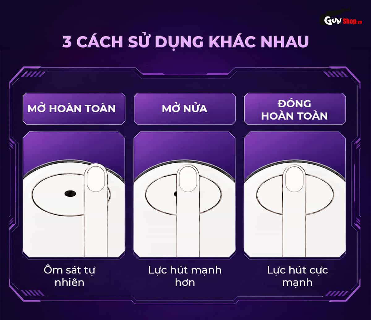 Có thể bịch hoặc mở van thoát khí Galaku Air Color Twilight Purple cho 3 cách sử dụng khác nhau
