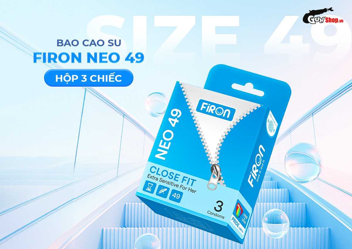 Bao cao su Firon Neo 49 - Hộp 3 cái chính hãng giá rẻ tại Gunshop