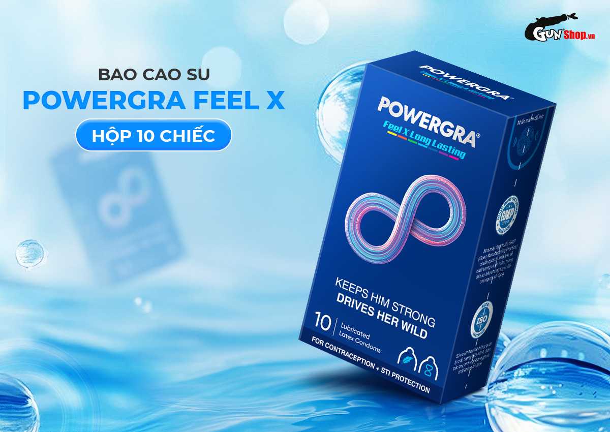 Bao cao su Powergra Feel X - Hộp 10 cái cao cấp, chính hãng tại Gunshop