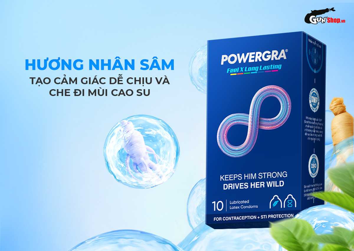 Bao cao su Powergra Feel X - Hộp 10 cái cao cấp, chính hãng tại Gunshop