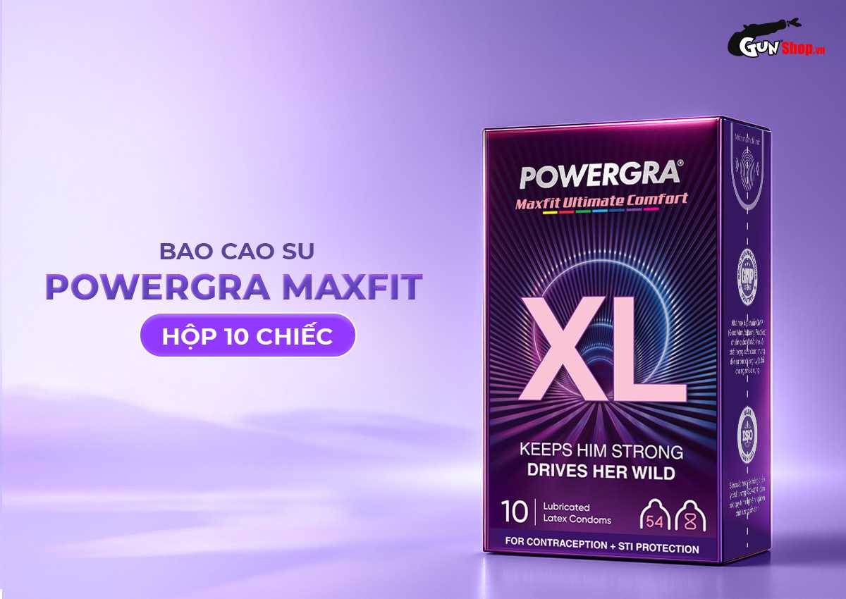 Bao cao su Powergra Maxfit - Hộp 10 cái cao cấp, chính hãng tại Gunshop