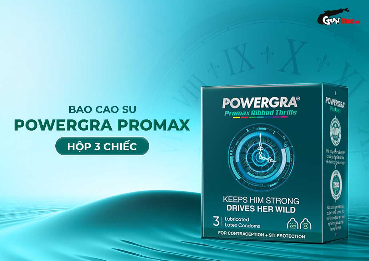 Bao cao su Powergra Promax - Hộp 3 cái cao cấp, chính hãng tại Gunshop