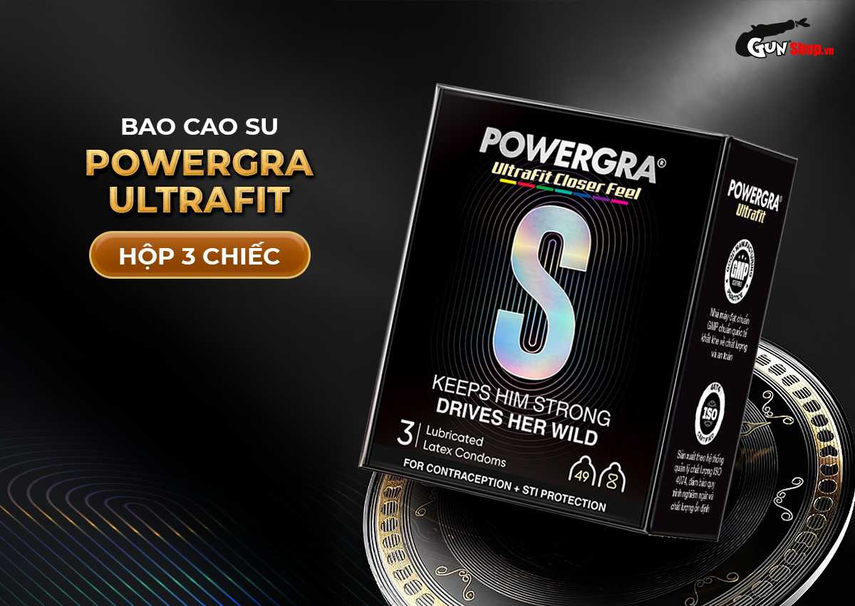 Bao cao su Powergra Ultrafit - Hộp 3 cái cao cấp, chính hãng tại Gunshop