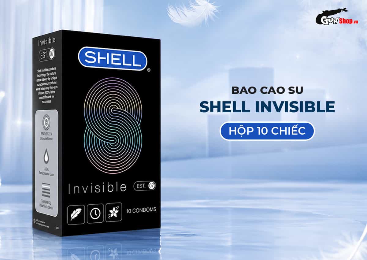 Bao cao su siêu mỏng giá phổ thông Shell Invisible chính hãng tại Gunshop