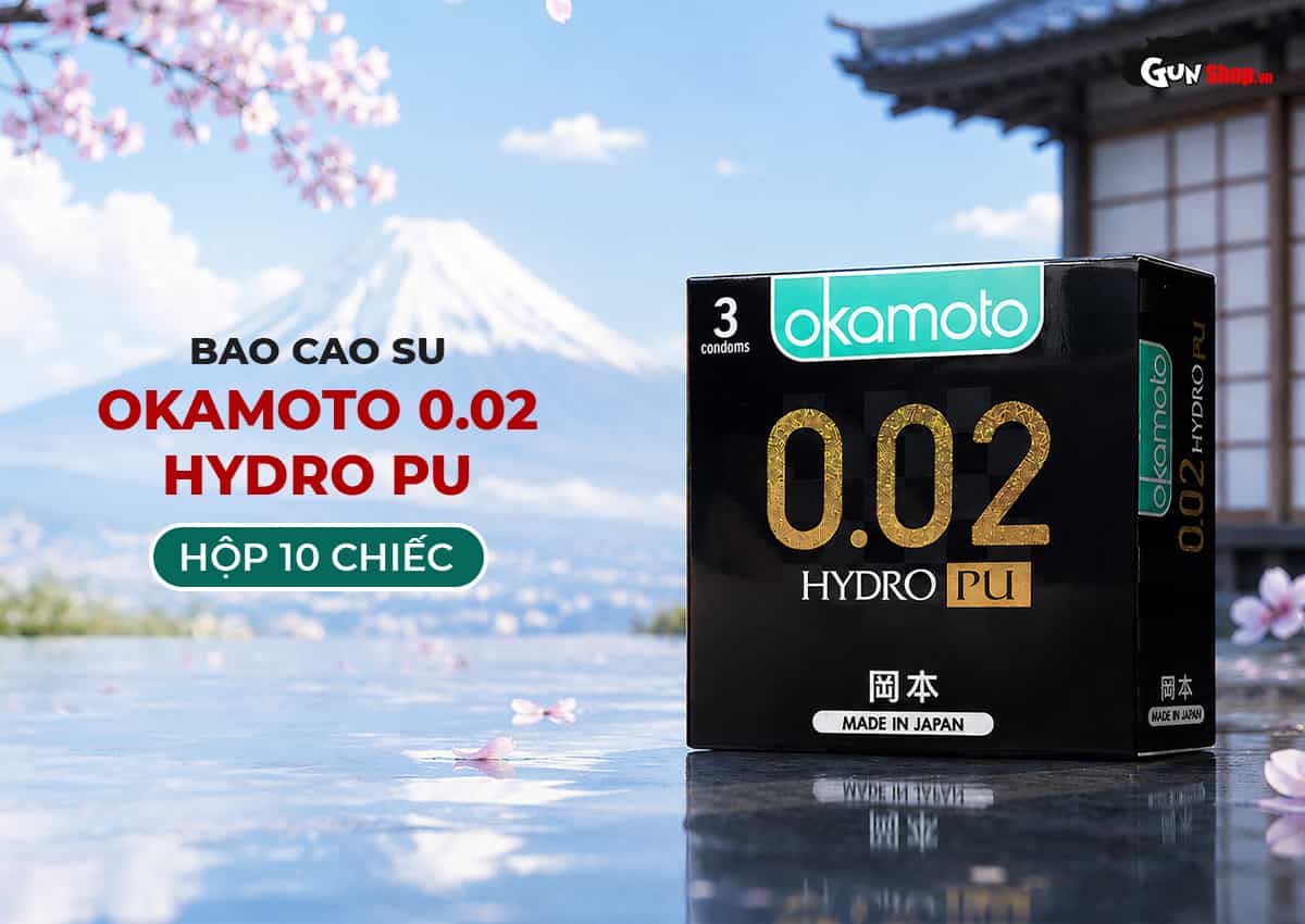 Bao cao su Okamoto 0.02 Hydro PU siêu mỏng cao cấp từ Nhật