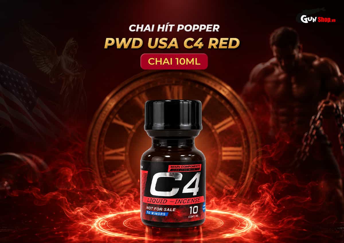 Chai hít Popper C4 Red 10ml PWD USA loại mạnh chính hãng