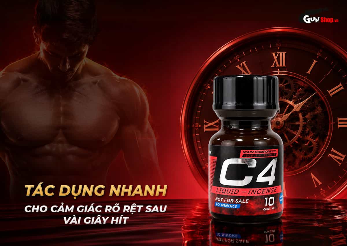 Chai hít Popper C4 Red 10ml PWD USA loại mạnh chính hãng tại Chúng tôi