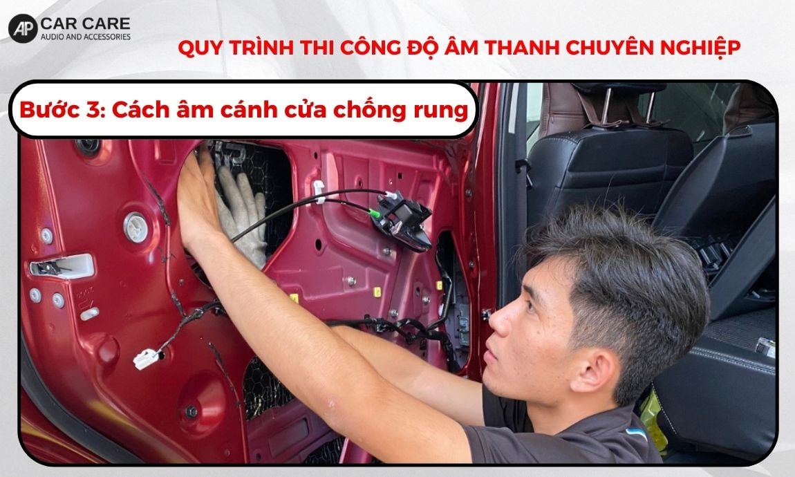 Bước 3: Cách âm cánh cửa chống rung