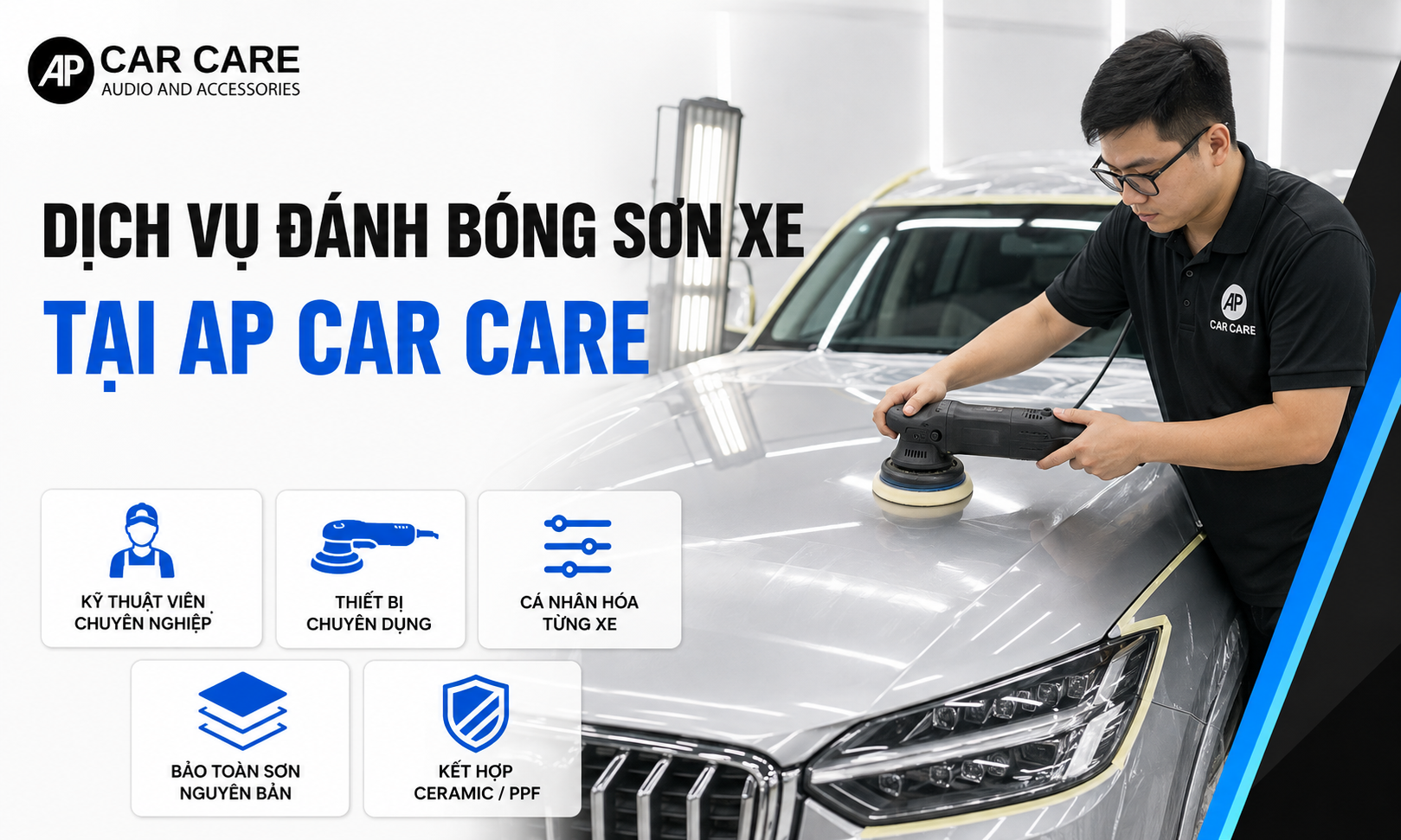 Dịch vụ đánh bóng sơn xe ô tô tại AP Car Care