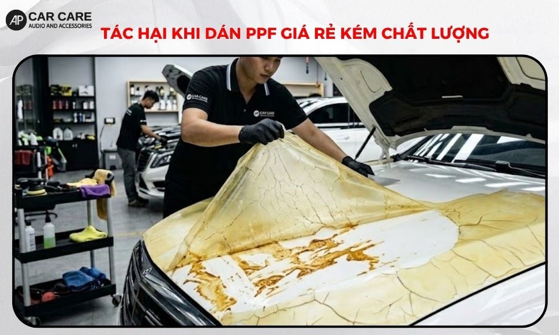 4 tác hại khi dán PPF giá rẻ kém chất lượng tàn phá bề mặt ô tô