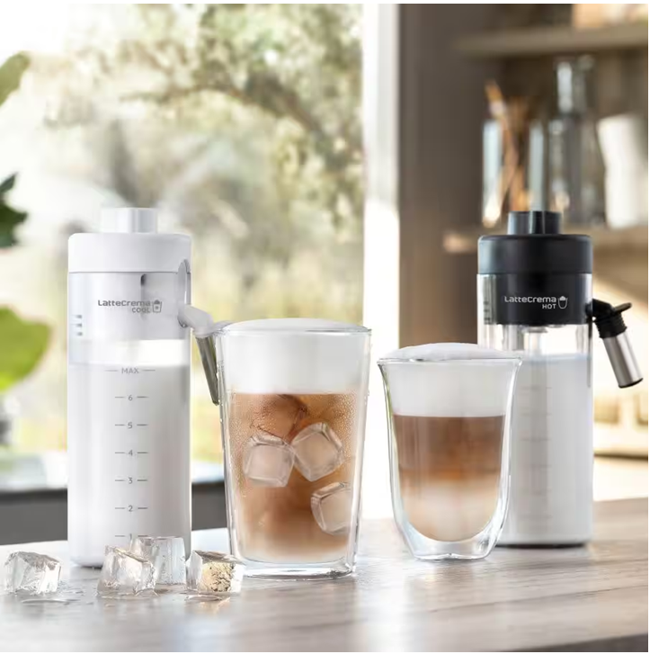 2 bình đánh sữa nóng và lạnh máy pha cà phê đôi Delonghi Eletta Explore ECAM450.65.S