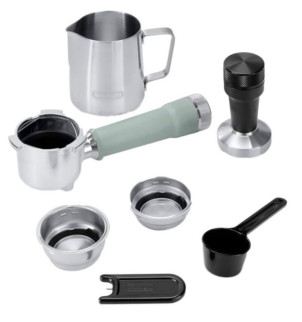 Các phụ kiện đi kèm máy pha cà phê chuyên nghiệp Delonghi EC890 Duo