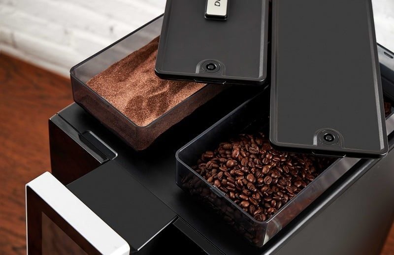 khoang chứa hạt máy pha cafe tự xay Dr.Coffee S1