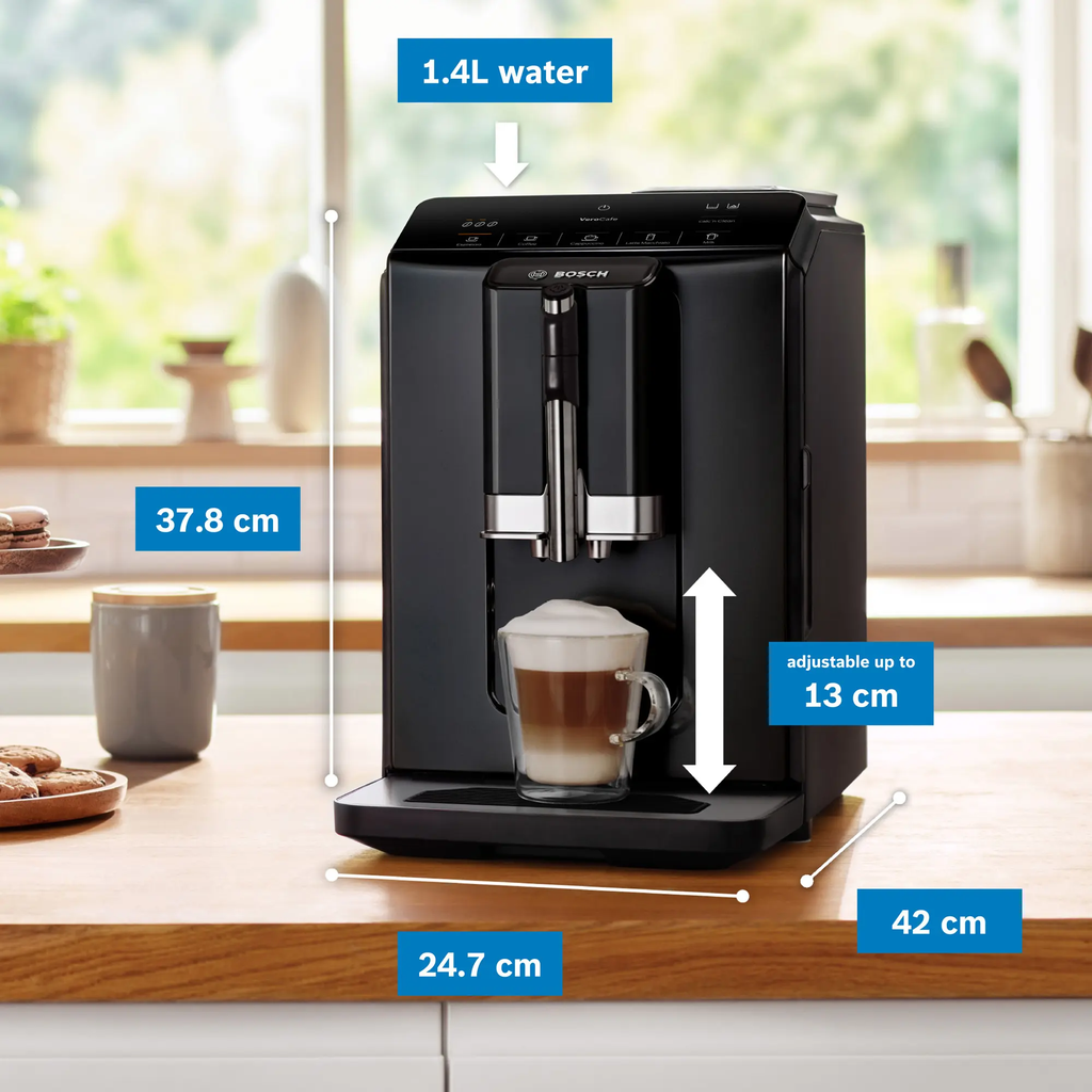 Kích thước máy pha cà phê hạt TIE20119 serie 2 de Bosch