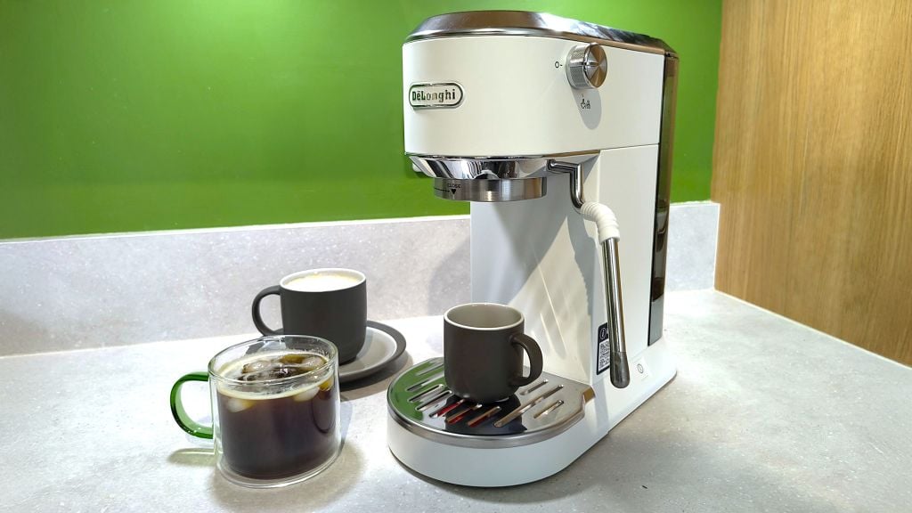 Máy pha cafe ngon nhất Espresso Delonghi EC890.W Dedica Duo màu trắng