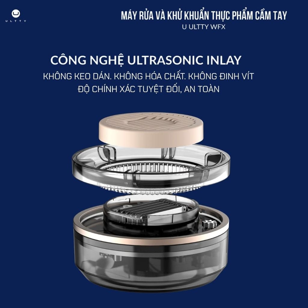 Máy rửa trái cây rau củ U Ultty WFX sử dụng Công nghệ lắp ráp siêu âm Ultrasonic Inlay