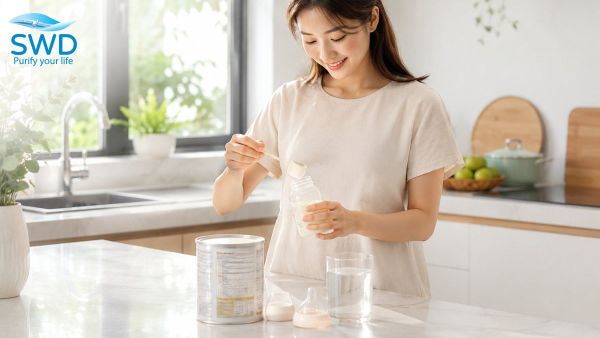 Nguồn nước pha sữa quyết định trực tiếp đến hệ tiêu hóa non nớt của trẻ sơ sinh. Khám phá lý do nước tinh khiết 100% là tiêu chuẩn tối thượng và giải pháp lọc tổng tinh khiết Dòng R từ SWD.