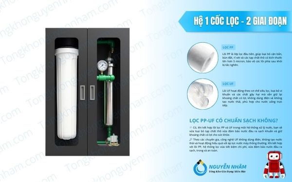 Lọc tổng chung cư UF 3000L – Hệ 1 cốc béo, Tủ sơn tĩnh điện