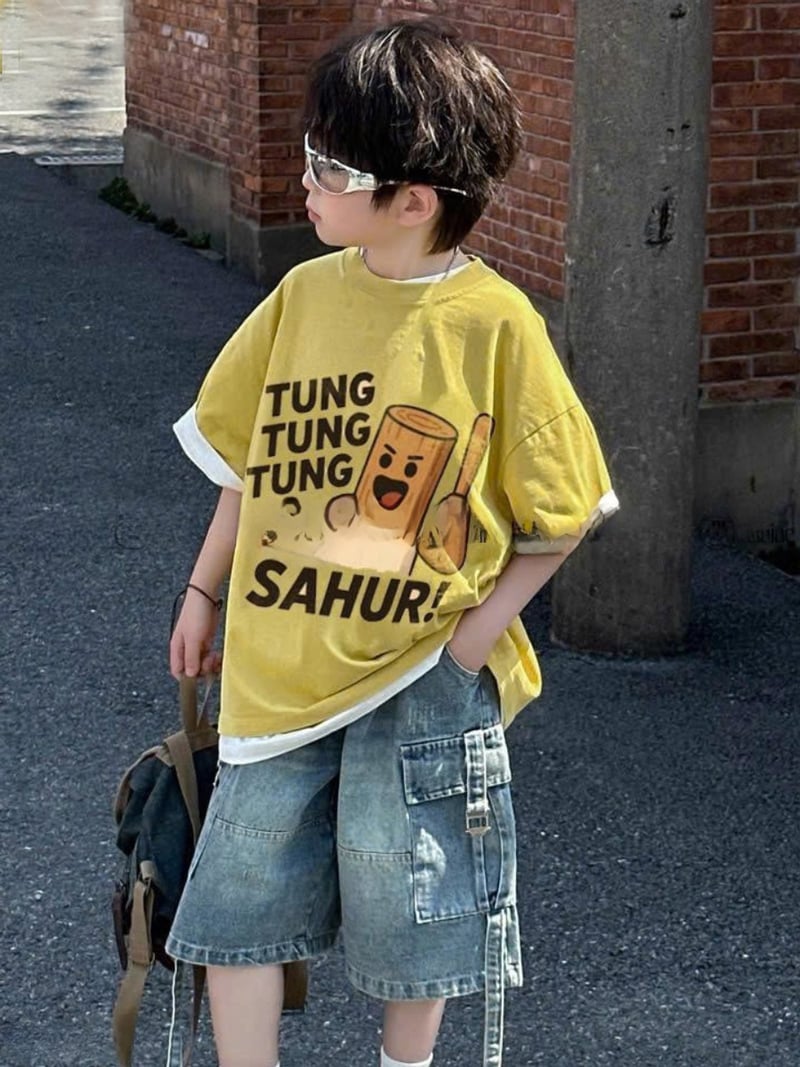 Bộ jean bé trai túi hộp Tung Tung