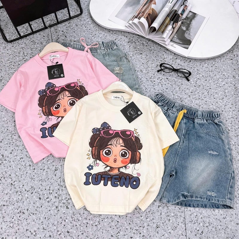 bộ jean ngố bé gái iuteno