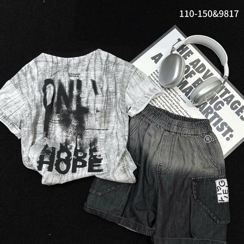 Bộ jean quảng châu bé trai Minig 9817