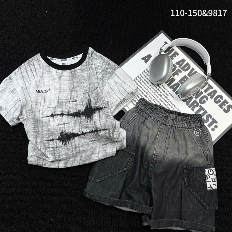 Bộ jean quảng châu bé trai Minig 9817