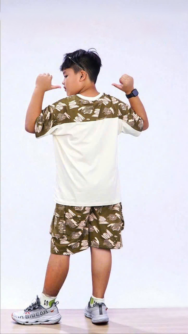 Bộ thun bé trai chữ nổi Danger