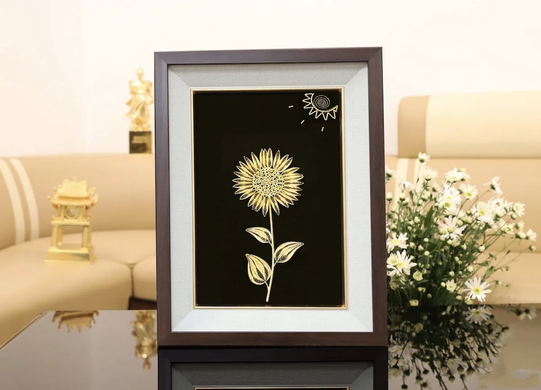 Tranh hoa hướng dương mạ vàng 24K