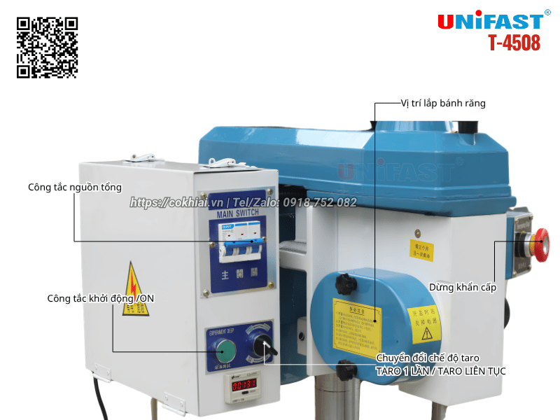 Bánh răng và bảng điều khiển máy taro Unifast T-4508