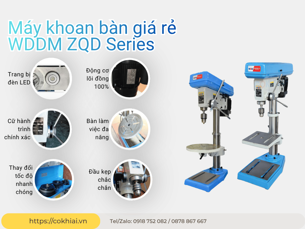 Cấu tạo máy khoan bàn WDDM loại giá rẻ ZQD Series