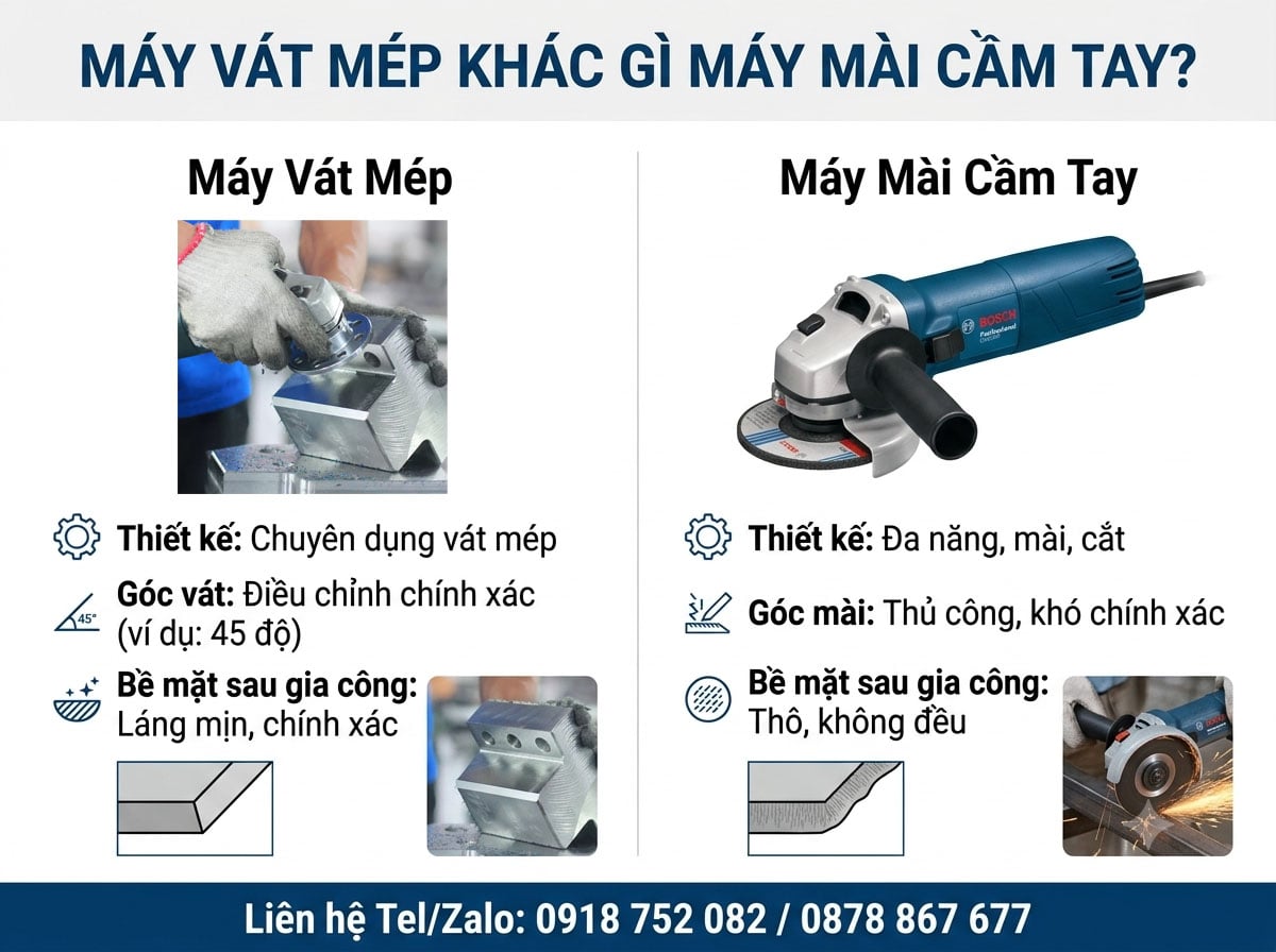 Máy vát mép khác gì so với máy mài cầm tay