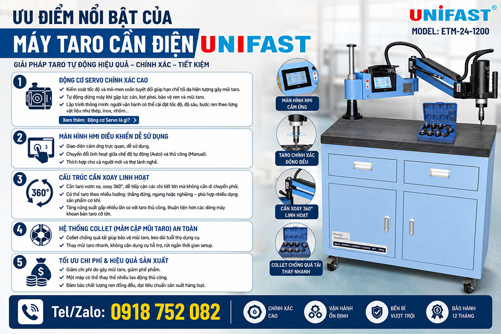 Ưu điểm của máy taro cần điện Unifast