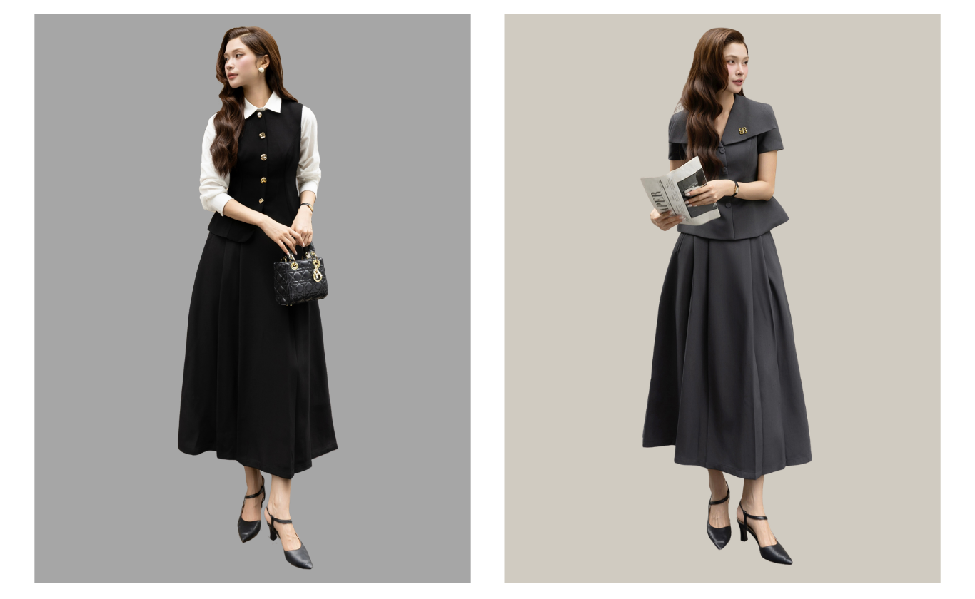 Chân Váy Xòe Công Sở Cotton Dài - VAH27A