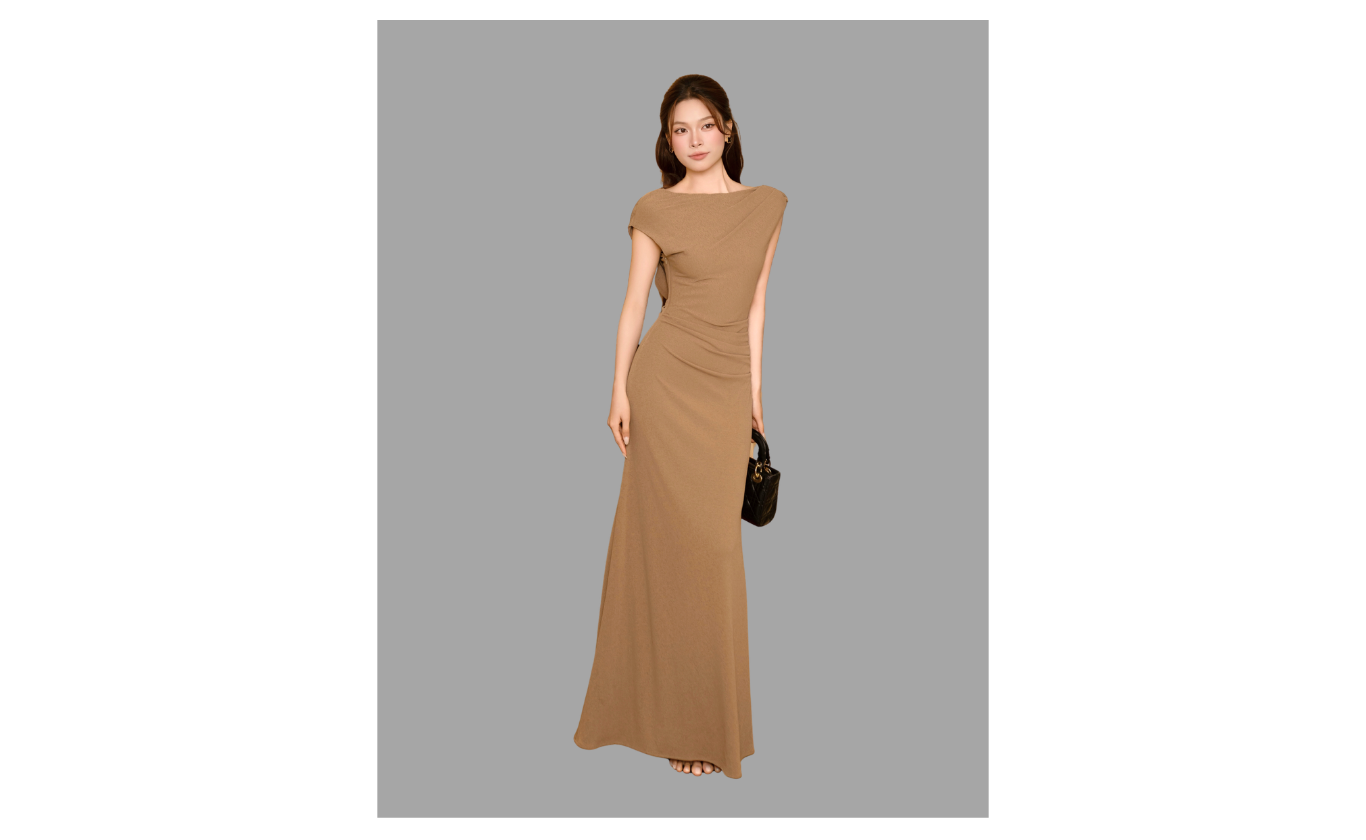 Đầm body tiệc thun dài cổ thuyền DAF04T