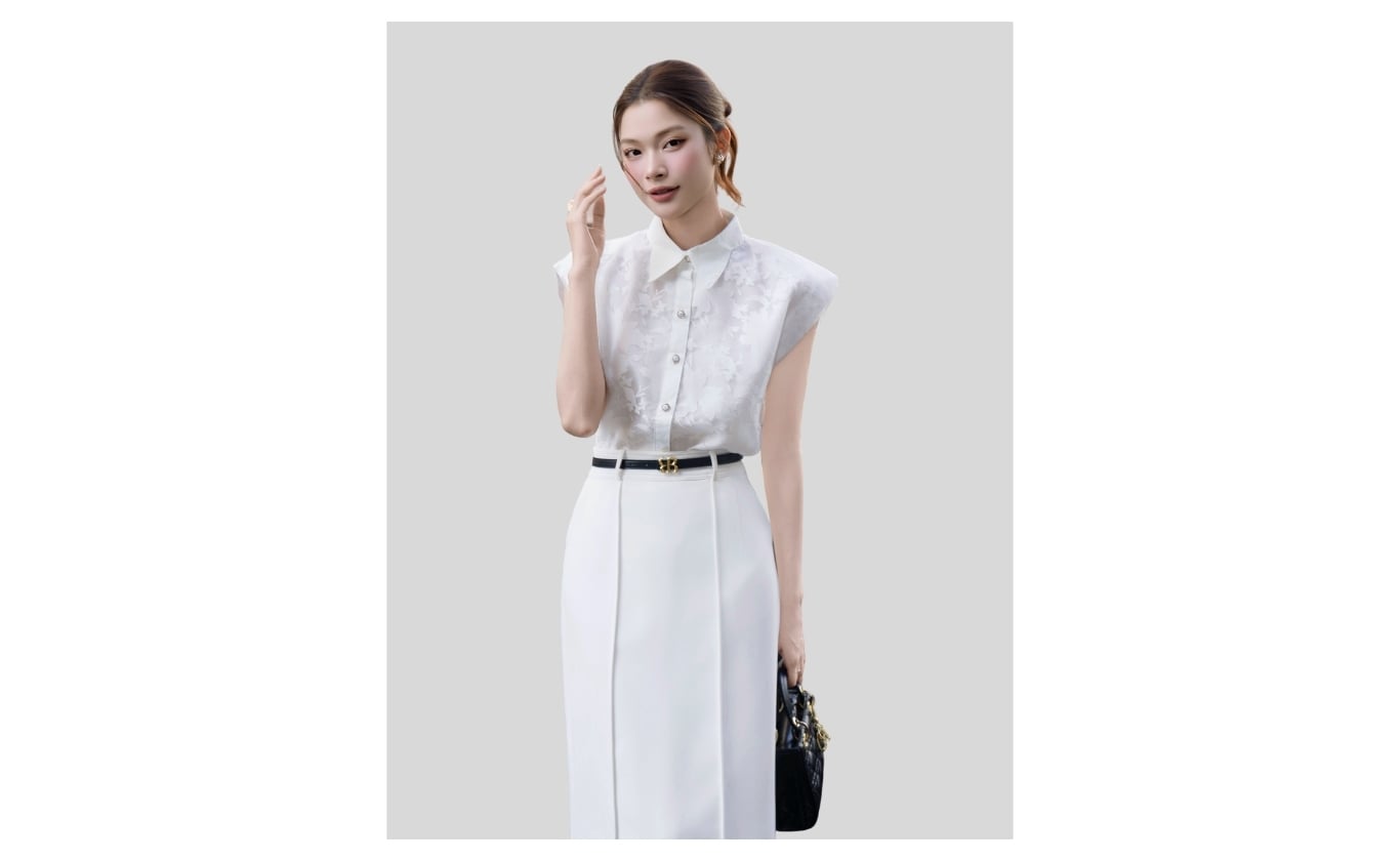 Áo sơ mi công sở voan không tay AAA29T - Ảnh sản phẩm