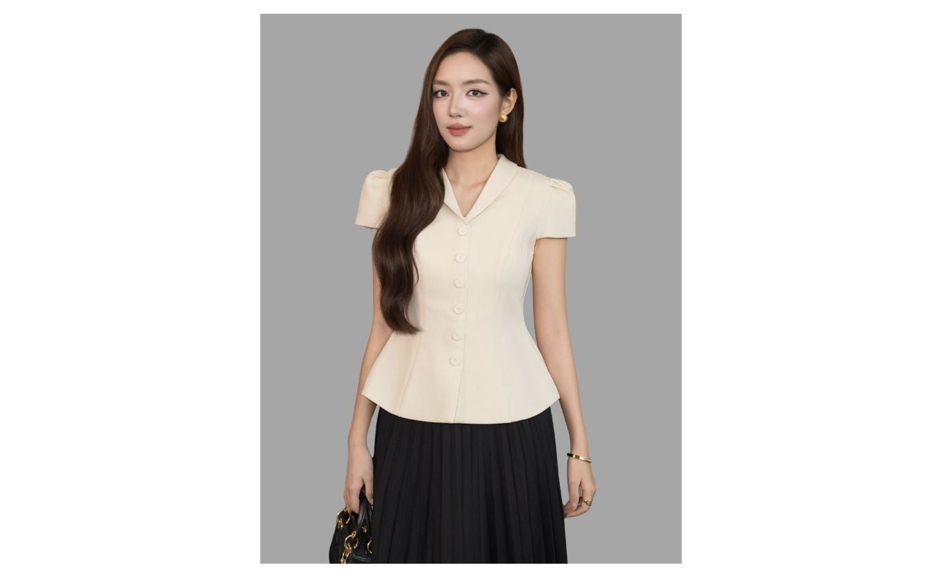 Áo Kiểu Công Sở Cotton Tay Ngắn - AAK24A