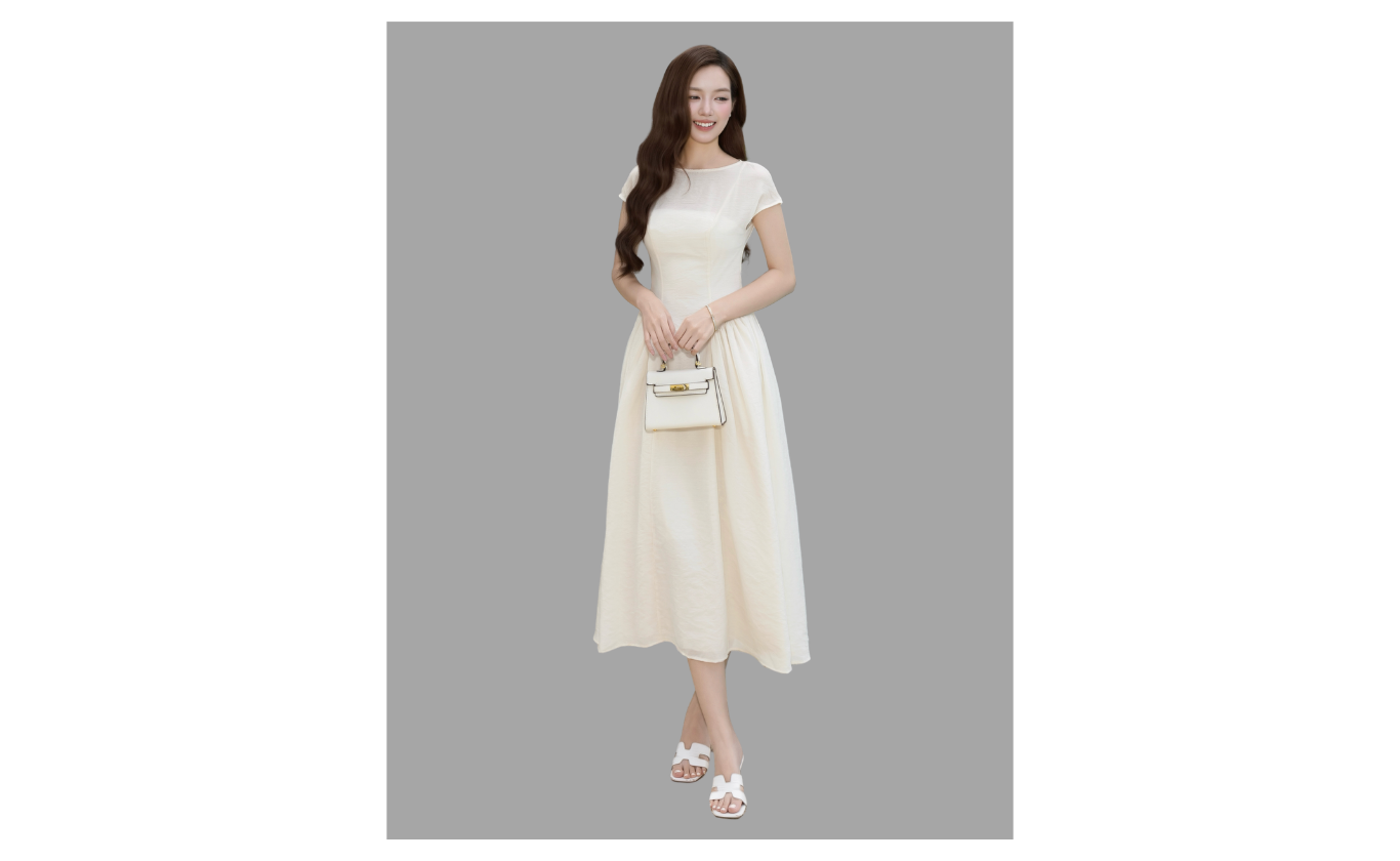Đầm Xòe Dạo Phố Voan Dài - DAI42B