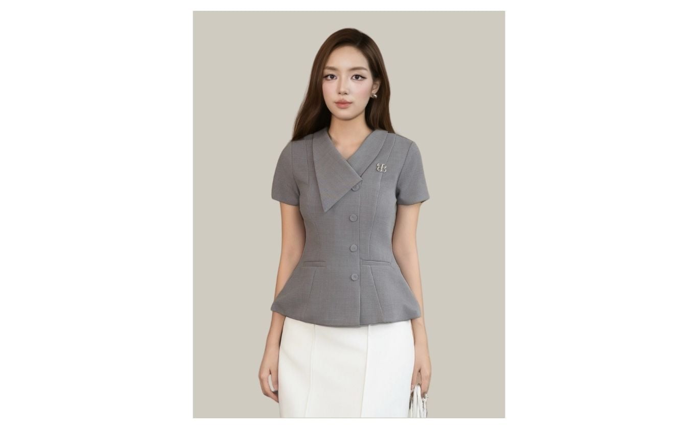 Áo Kiểu Công Sở Cotton Tay Ngắn - AAK26T