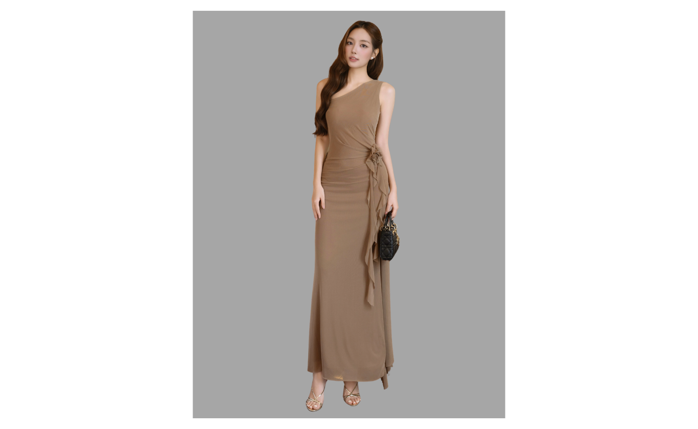 Đầm Body Tiệc Thun Dài Tag Hoa - DAI02B