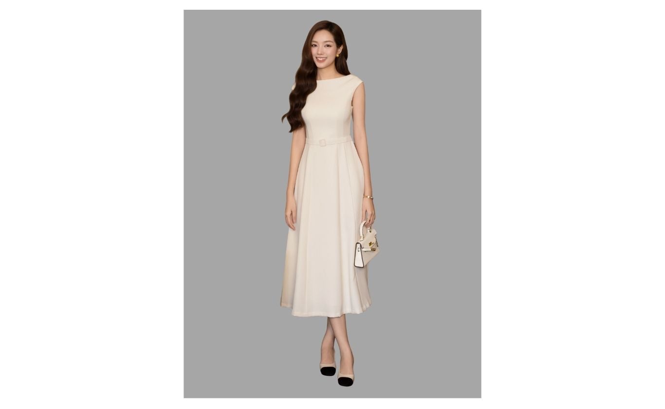 Đầm Xòe Công Sở Cotton Dài Xòe - DAI22A